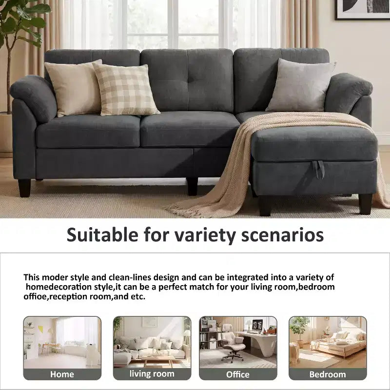 Canapé trois places Dyonery de style moderne de 194 cm avec accoudoirs et oreillers en chenille beige