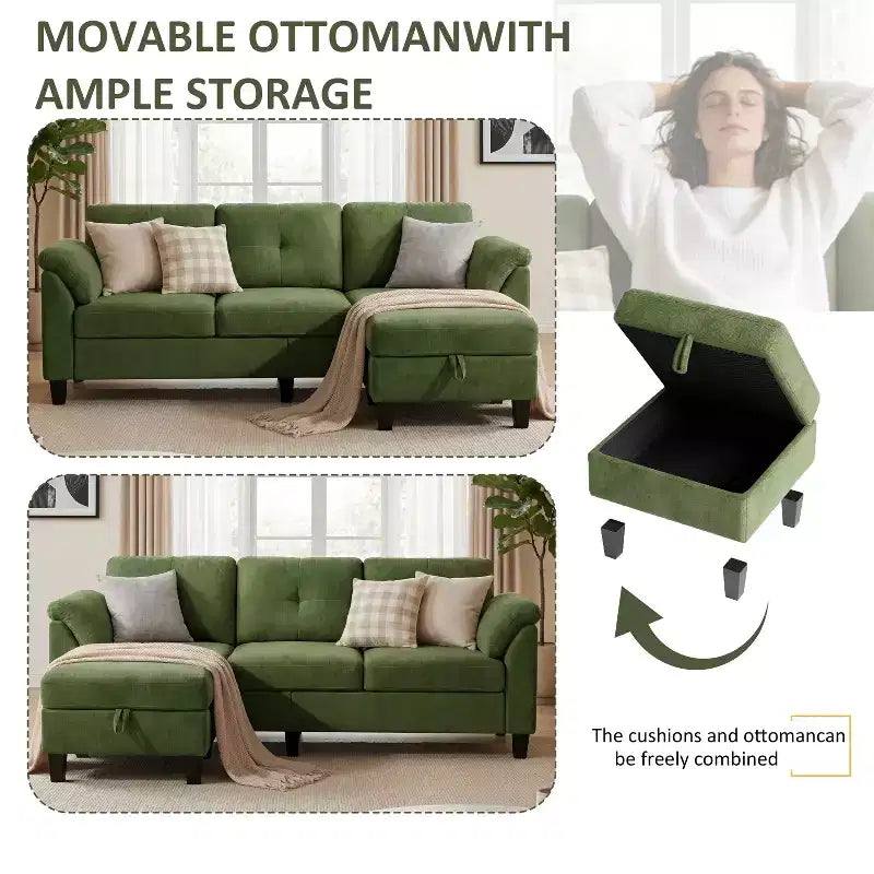 Canapé trois places Dyonery de style moderne de 194 cm avec accoudoirs et oreillers en chenille beige
