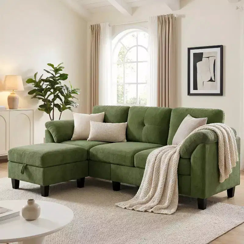 Canapé trois places Dyonery de style moderne de 194 cm avec accoudoirs et oreillers en chenille beige