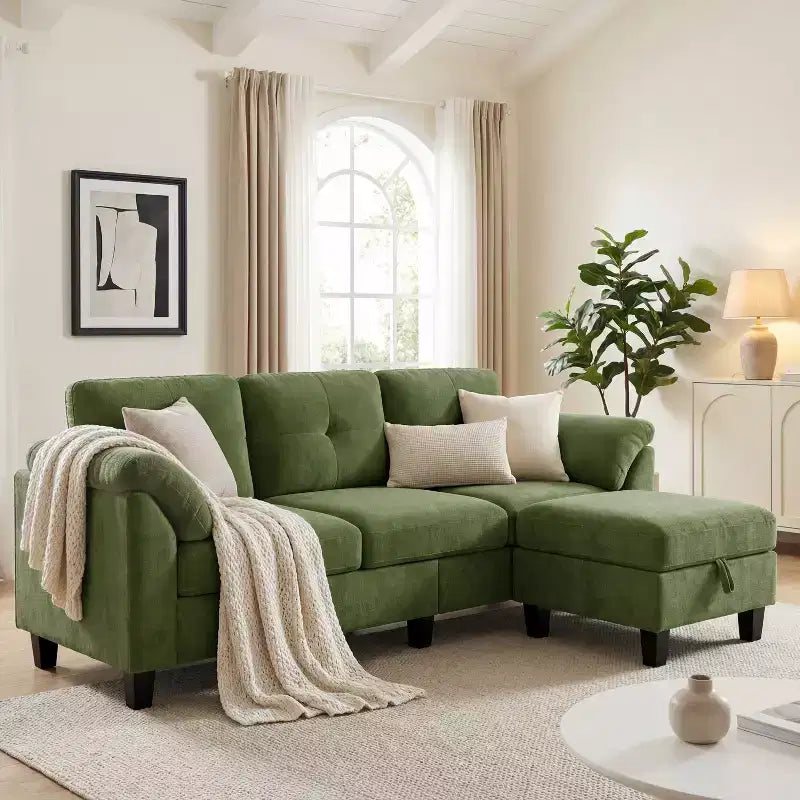 Canapé trois places Dyonery de style moderne de 194 cm avec accoudoirs et oreillers en chenille beige