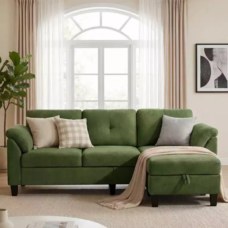 Canapé trois places Dyonery de style moderne de 194 cm avec accoudoirs et oreillers en chenille beige
