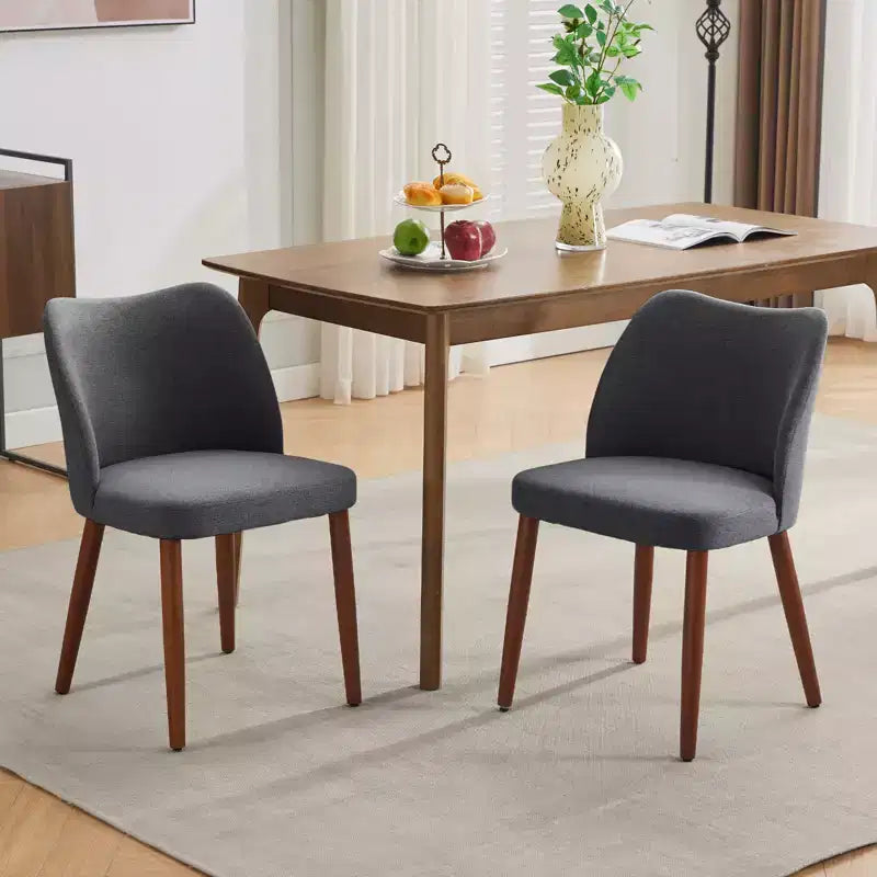 Chaises de salle à manger modernes à dossier ailé avec tissu en lin rembourré, coussins épais pour un confort d'assise durable