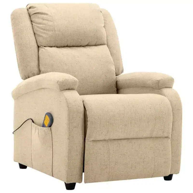 vidaXL Fauteuil de massage Crème Tissu et métal Medium