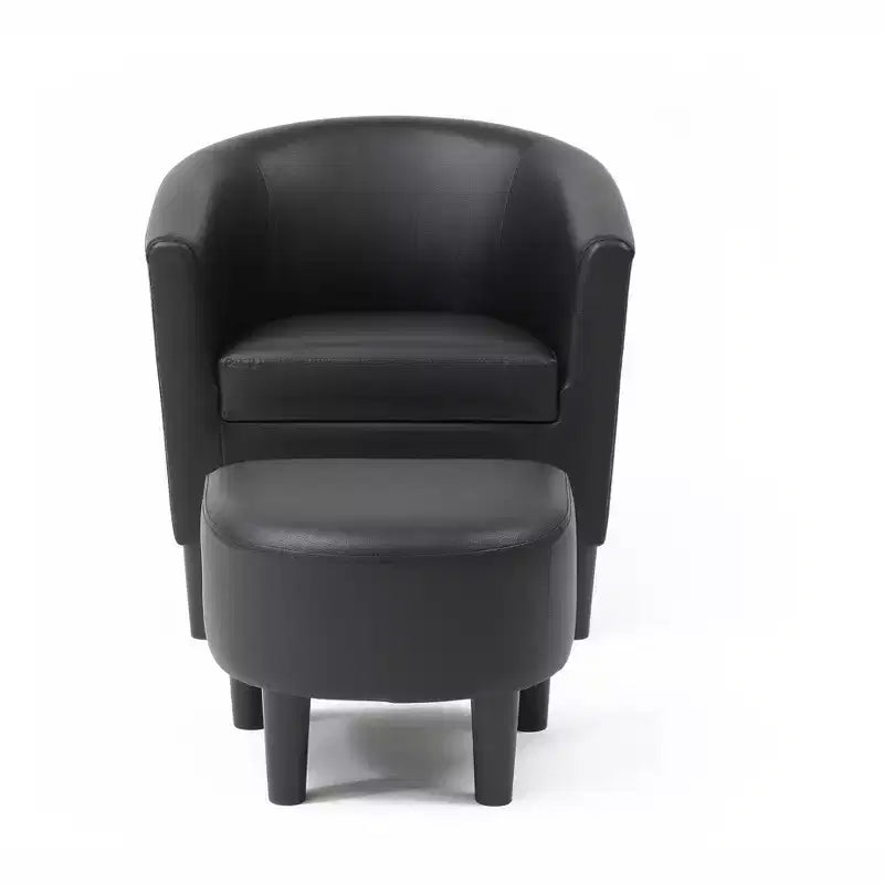 Fauteuil d'appoint en similicuir avec ottoman Passion Furniture Salem