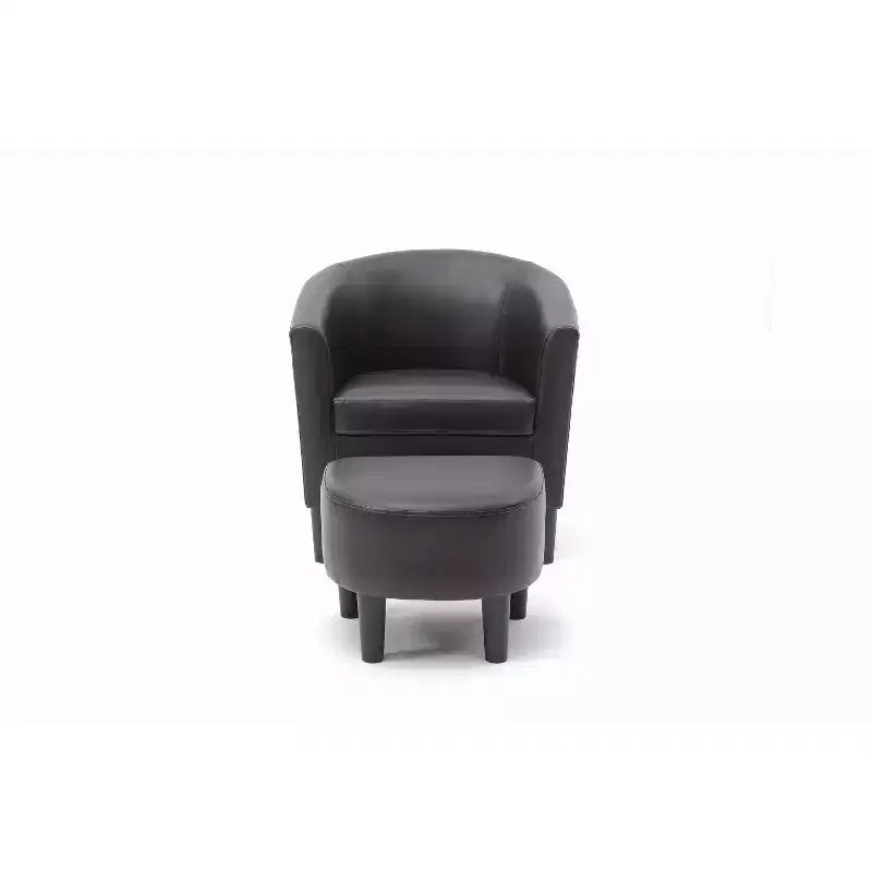 Fauteuil d'appoint en similicuir avec ottoman Passion Furniture Salem