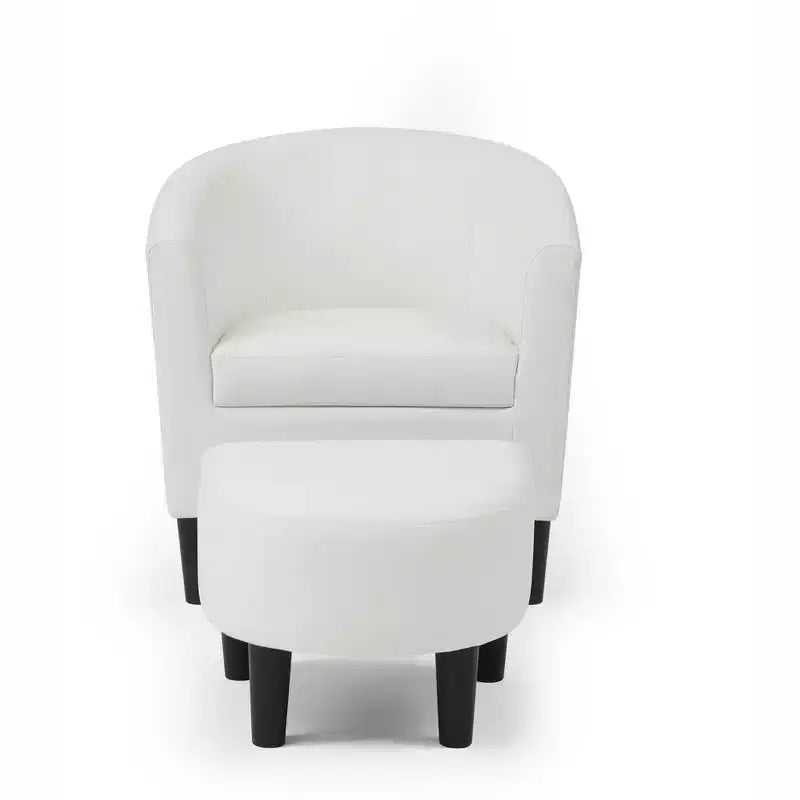 Fauteuil d'appoint en similicuir avec ottoman Passion Furniture Salem