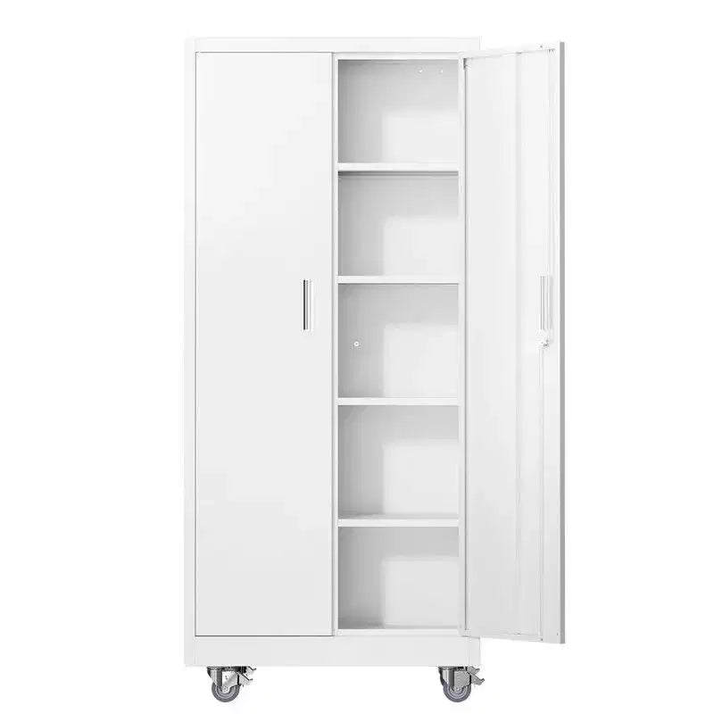 Armoire à outils blanche de 180 cm avec roulettes