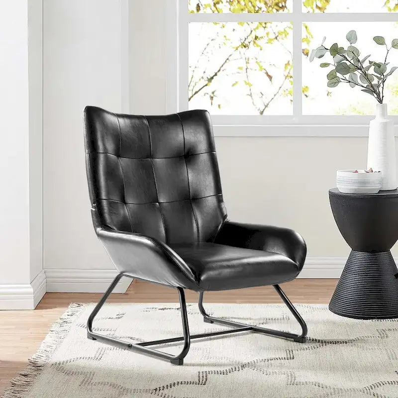 Lot de 2 fauteuils d'appoint à oreilles avec pieds en métal, revêtement en similicuir de 90 cm de hauteur