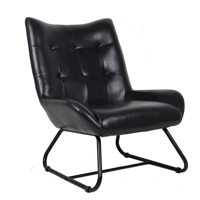 Lot de 2 fauteuils d'appoint à oreilles avec pieds en métal, revêtement en similicuir de 90 cm de hauteur