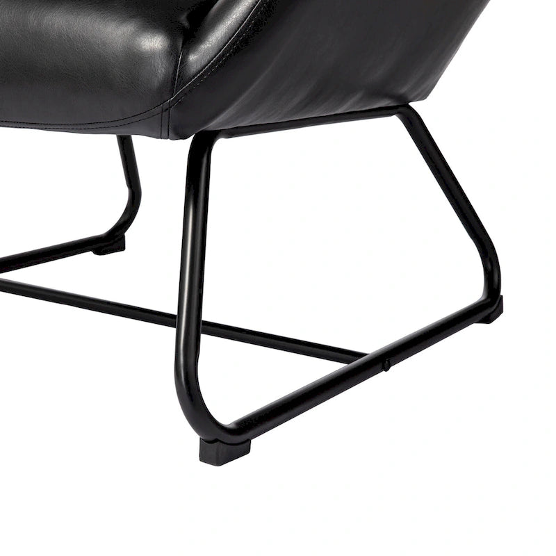 Lot de 2 fauteuils d'appoint à oreilles avec pieds en métal, revêtement en similicuir de 90 cm de hauteur