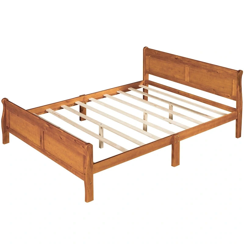Lit plate-forme en bois de taille Queen avec tête et pied de lit