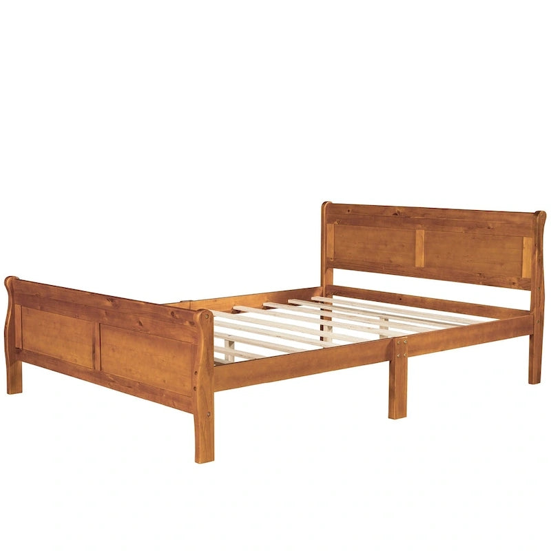 Lit plate-forme en bois de taille Queen avec tête et pied de lit