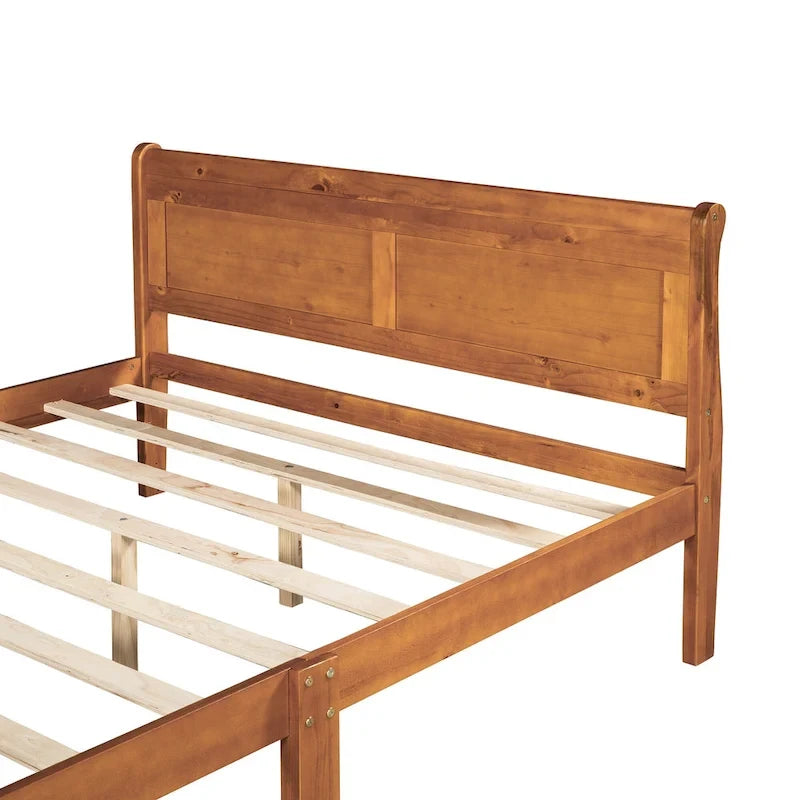 Lit plate-forme en bois de taille Queen avec tête et pied de lit