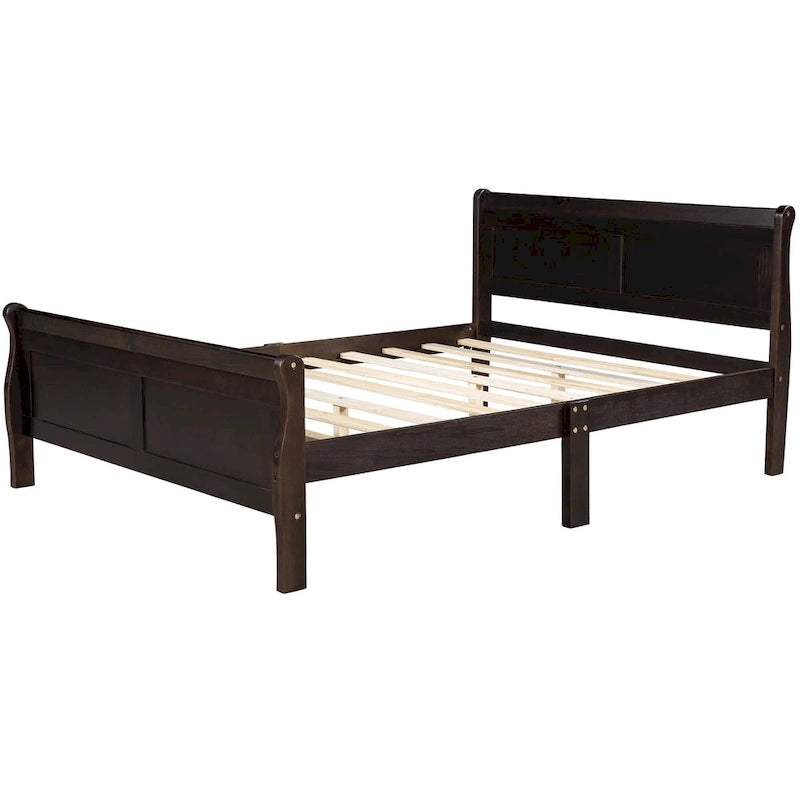 Lit plate-forme en bois de taille Queen avec tête et pied de lit