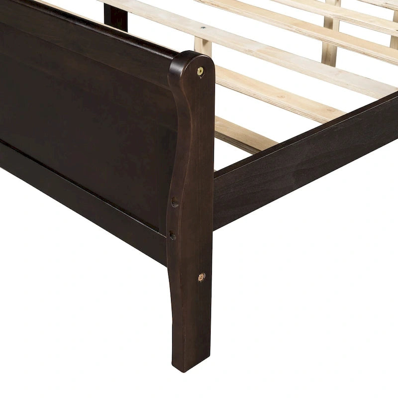 Lit plate-forme en bois de taille Queen avec tête et pied de lit