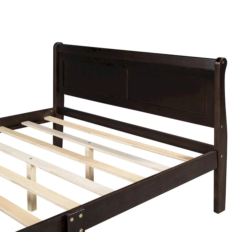 Lit plate-forme en bois de taille Queen avec tête et pied de lit
