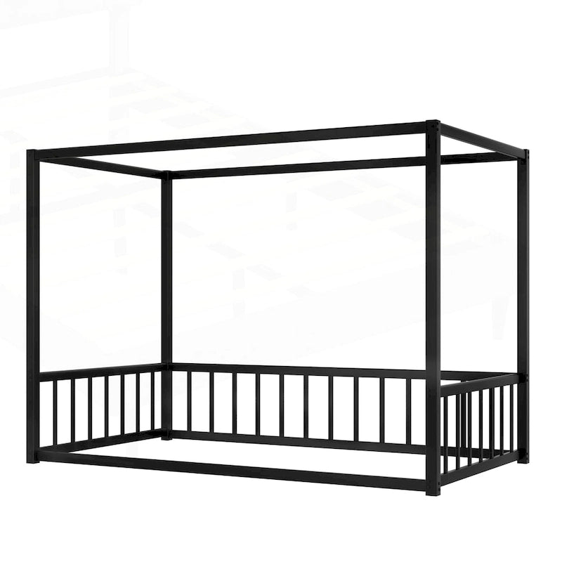 Cadre de lit en fer avec barrières de sécurité latérales – Grand lit / Très grand lit / Lit simple