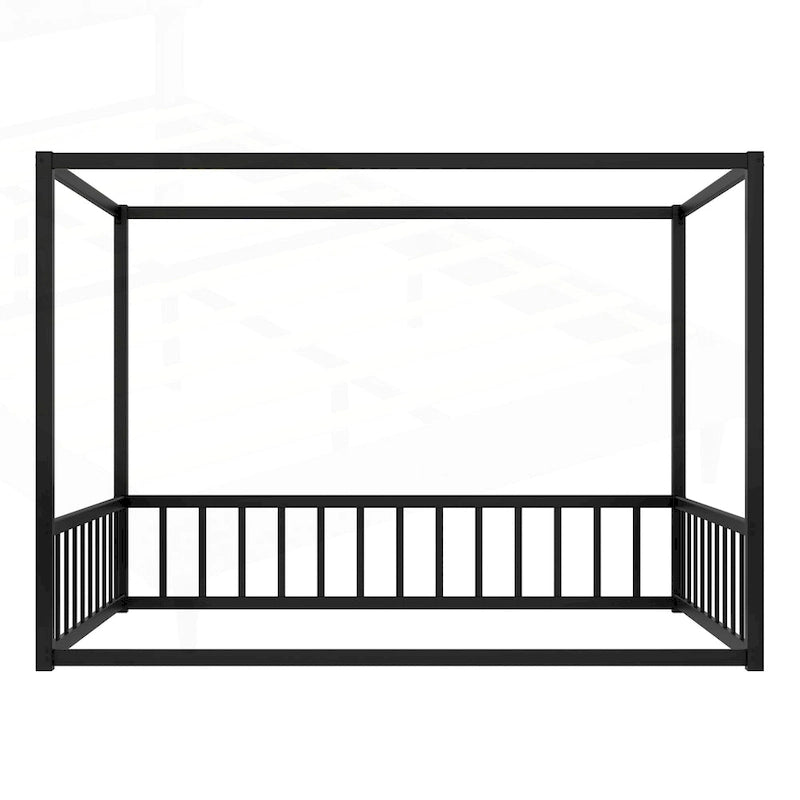 Cadre de lit en fer avec barrières de sécurité latérales – Grand lit / Très grand lit / Lit simple