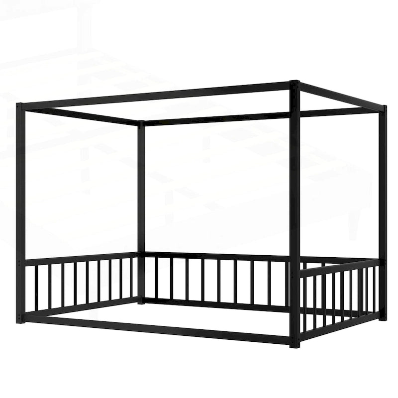 Cadre de lit en fer avec barrières de sécurité latérales – Grand lit / Très grand lit / Lit simple