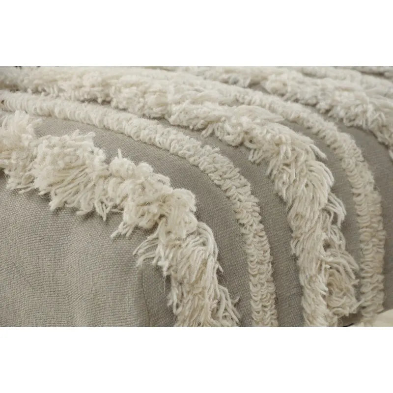 Banc de chambre en coton rembourré avec pieds en bois massif, rayé, garniture cloutée — 47"L x 16"P x 18"H