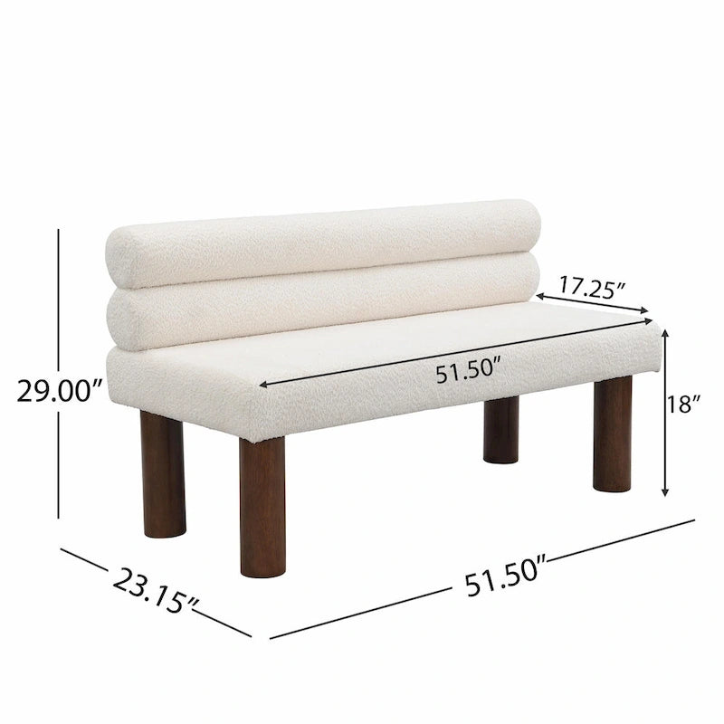 Banc de salle à manger capitonné avec pieds en bois massif