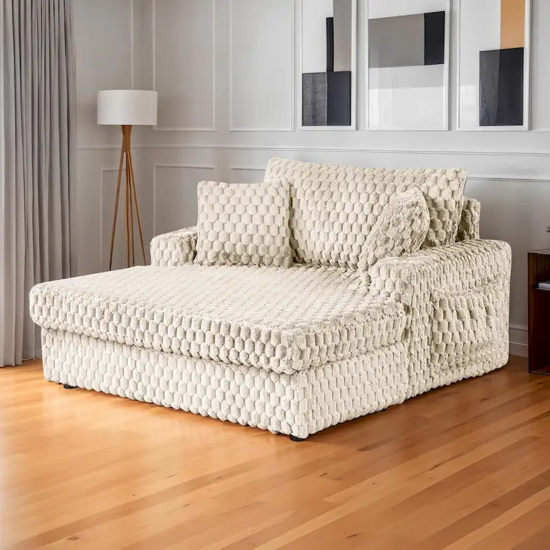 Chaise longue rembourrée moderne surdimensionnée à deux accoudoirs