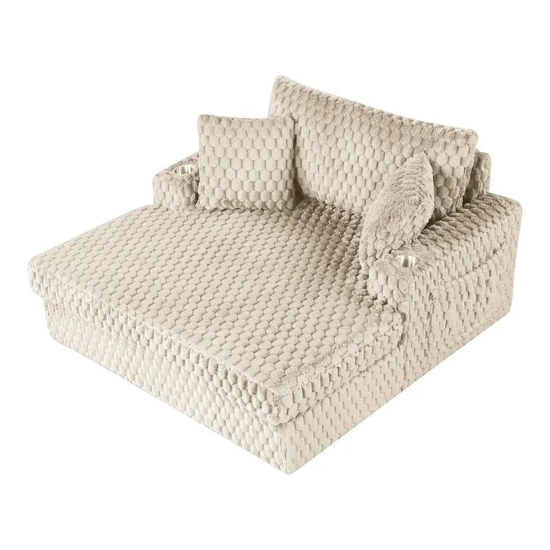 Chaise longue rembourrée moderne surdimensionnée à deux accoudoirs