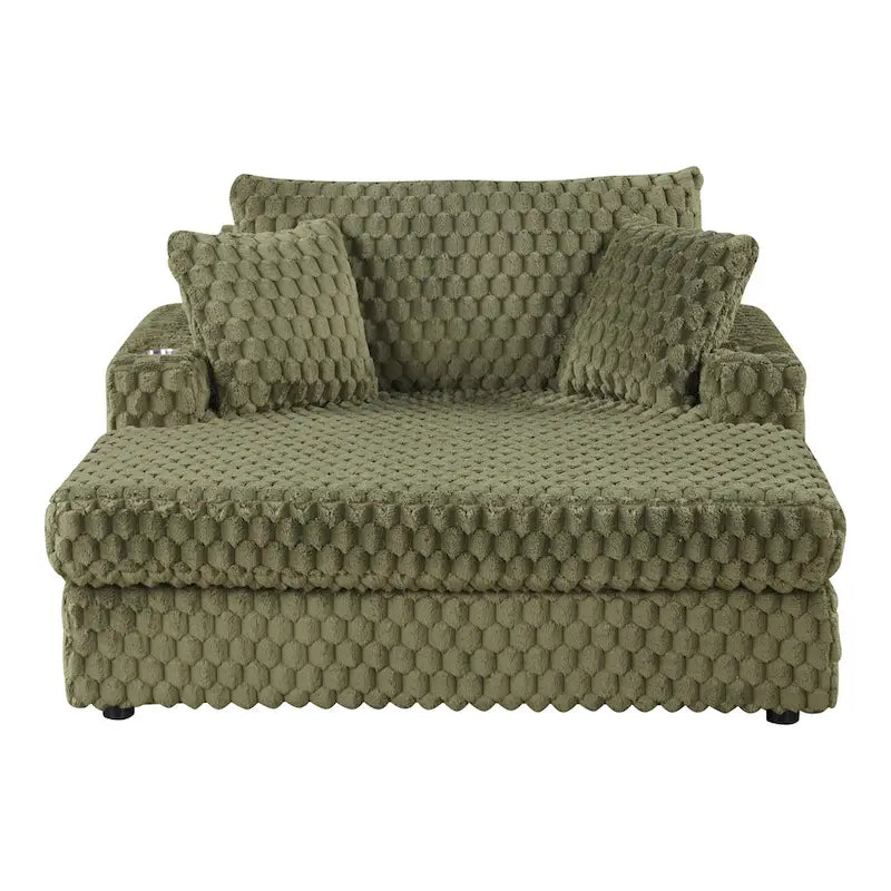 Chaise longue rembourrée moderne surdimensionnée à deux accoudoirs