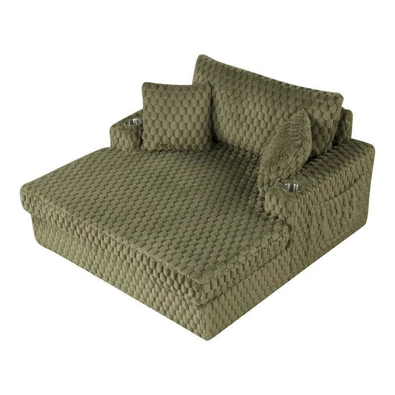 Chaise longue rembourrée moderne surdimensionnée à deux accoudoirs