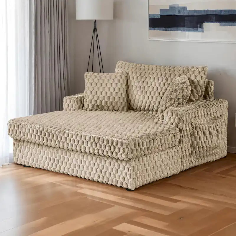 Chaise longue rembourrée moderne surdimensionnée à deux accoudoirs