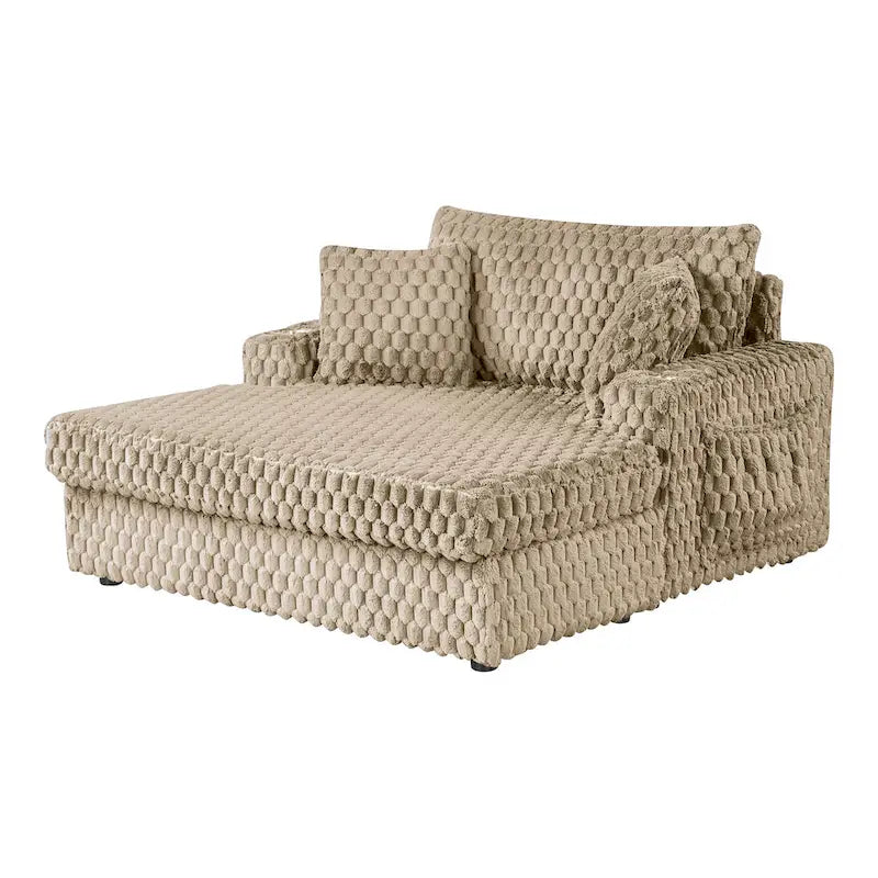 Chaise longue rembourrée moderne surdimensionnée à deux accoudoirs