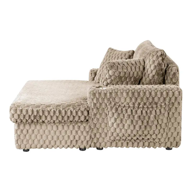 Chaise longue rembourrée moderne surdimensionnée à deux accoudoirs