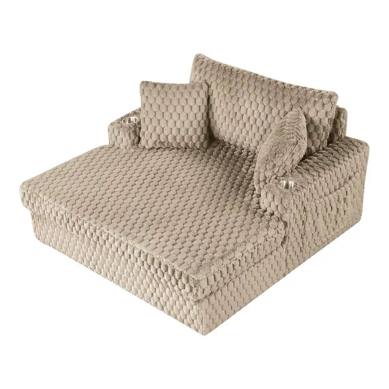 Chaise longue rembourrée moderne surdimensionnée à deux accoudoirs