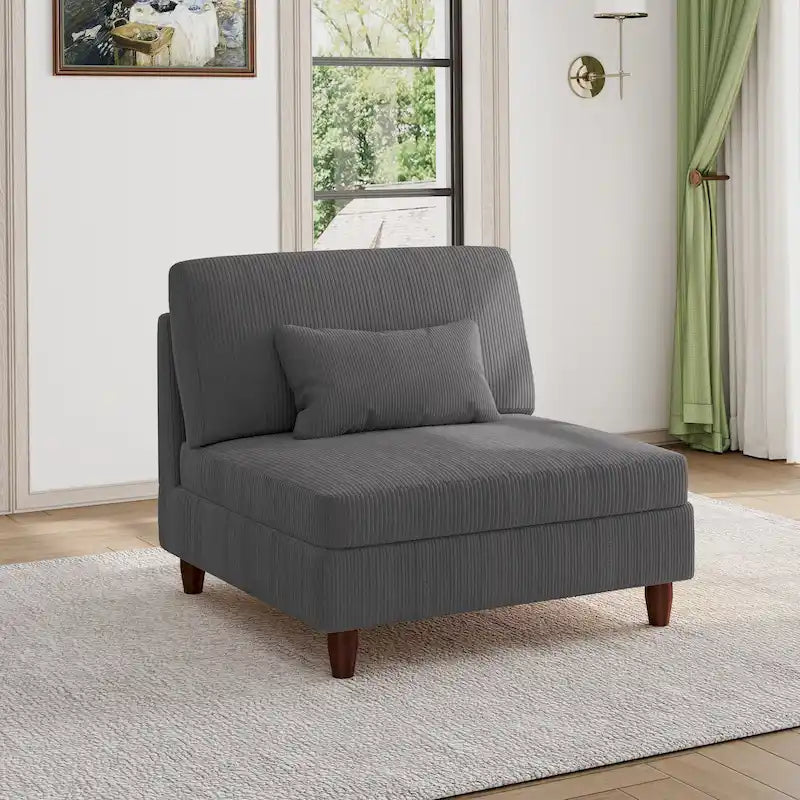 Chaise sans accoudoirs en velours côtelé