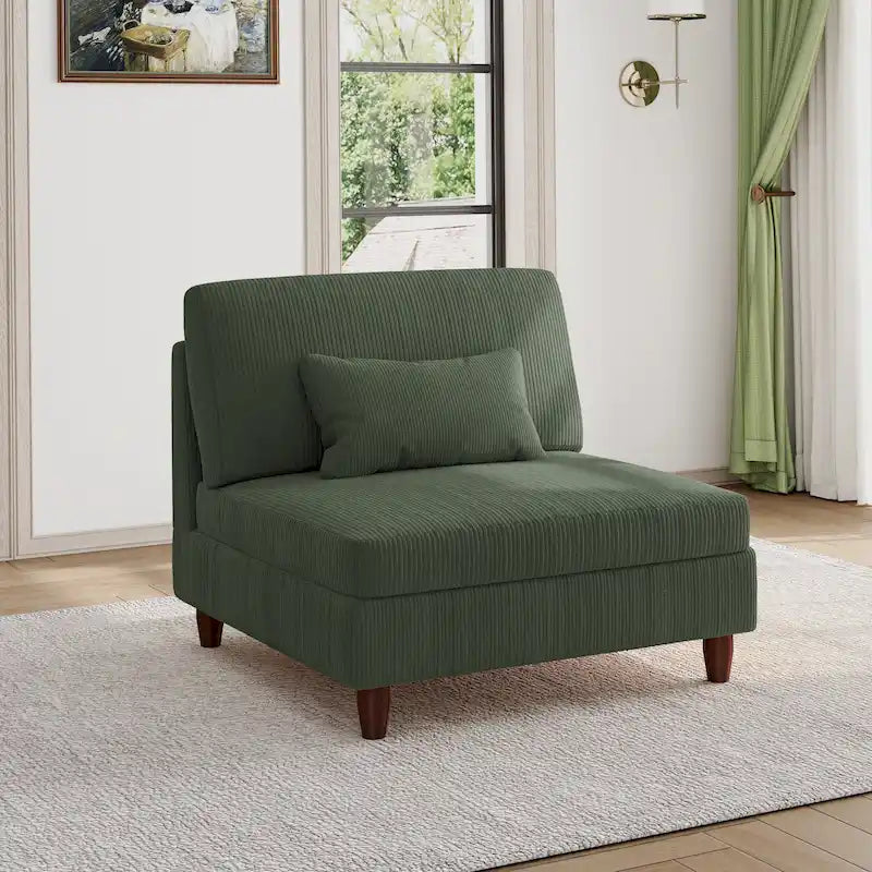 Chaise sans accoudoirs en velours côtelé