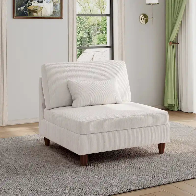 Chaise sans accoudoirs en velours côtelé