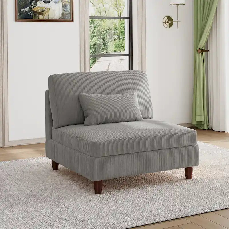 Chaise sans accoudoirs en velours côtelé