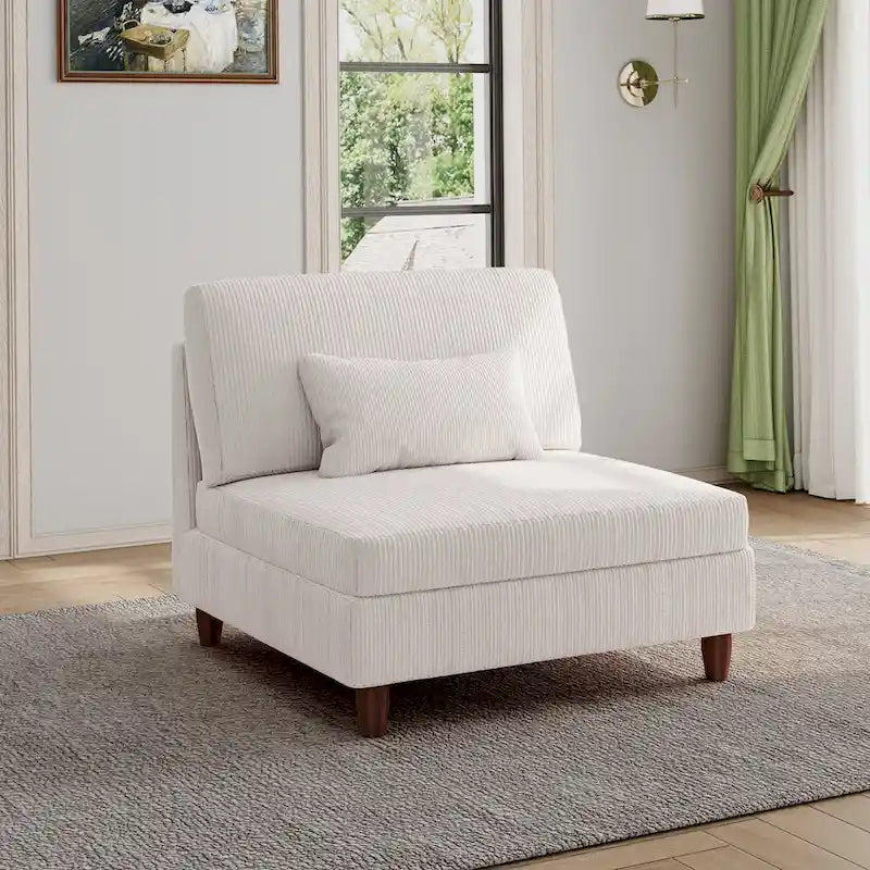 Chaise sans accoudoirs en velours côtelé