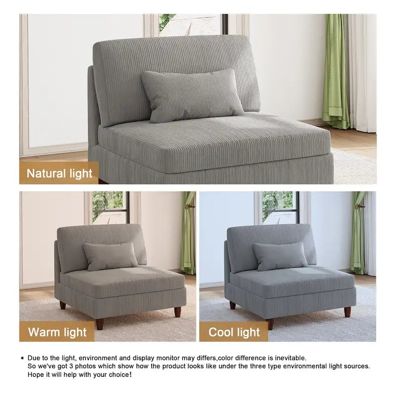 Chaise sans accoudoirs en velours côtelé