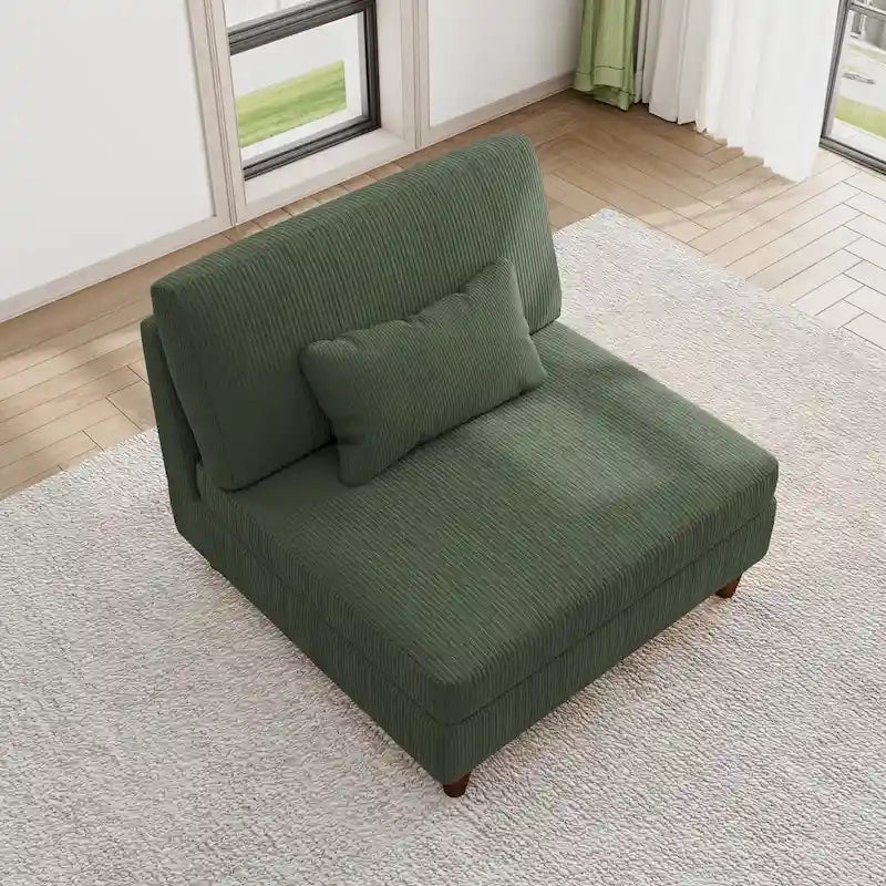 Chaise sans accoudoirs en velours côtelé