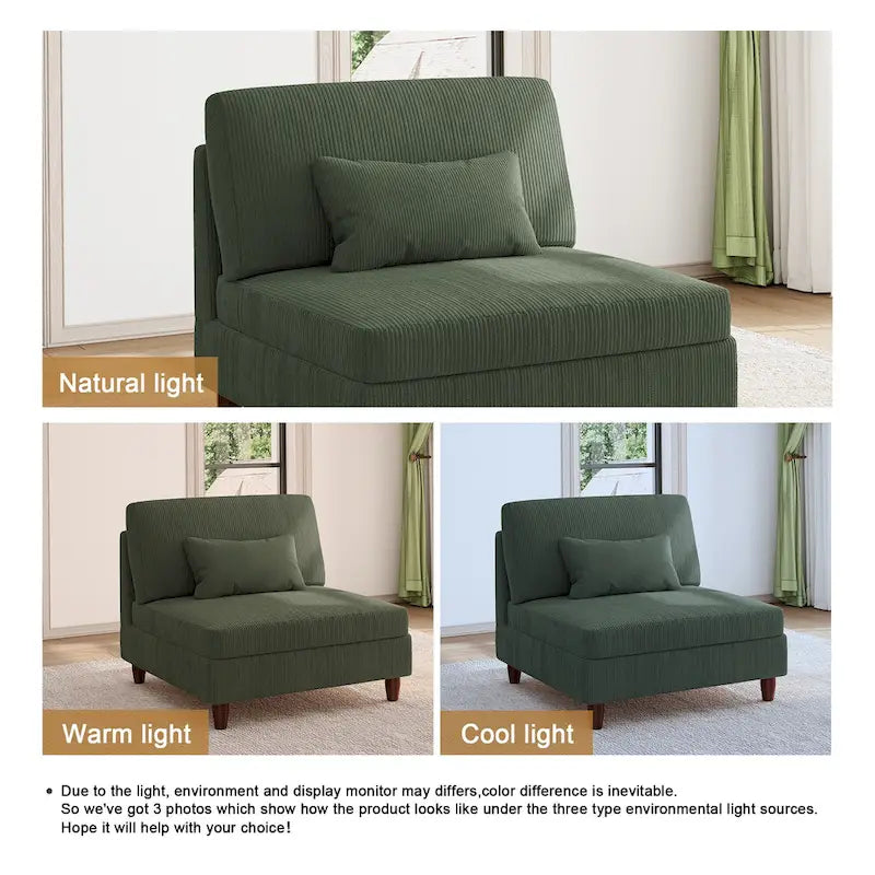 Chaise sans accoudoirs en velours côtelé