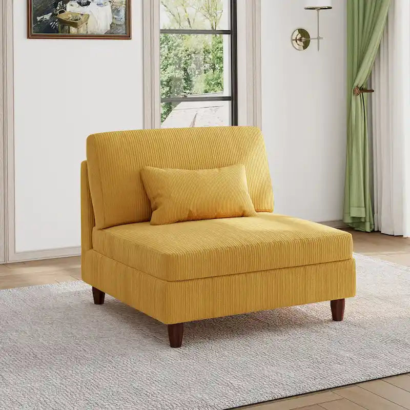 Chaise sans accoudoirs en velours côtelé