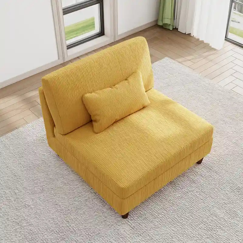 Chaise sans accoudoirs en velours côtelé