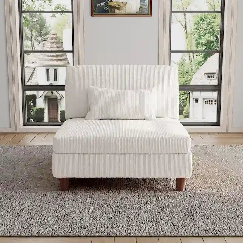 Chaise sans accoudoirs en velours côtelé