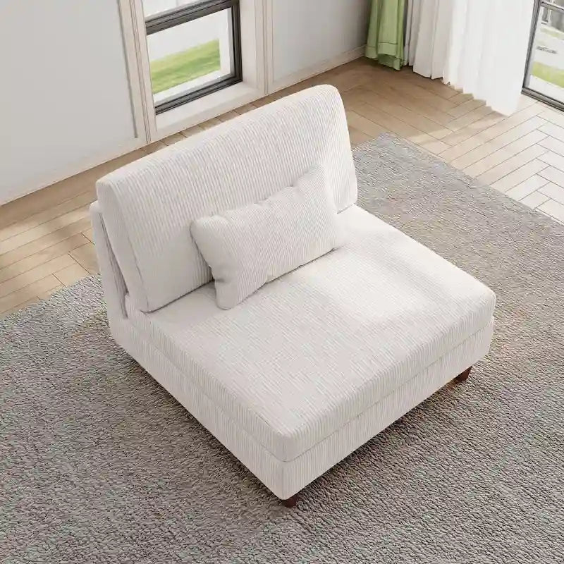 Chaise sans accoudoirs en velours côtelé