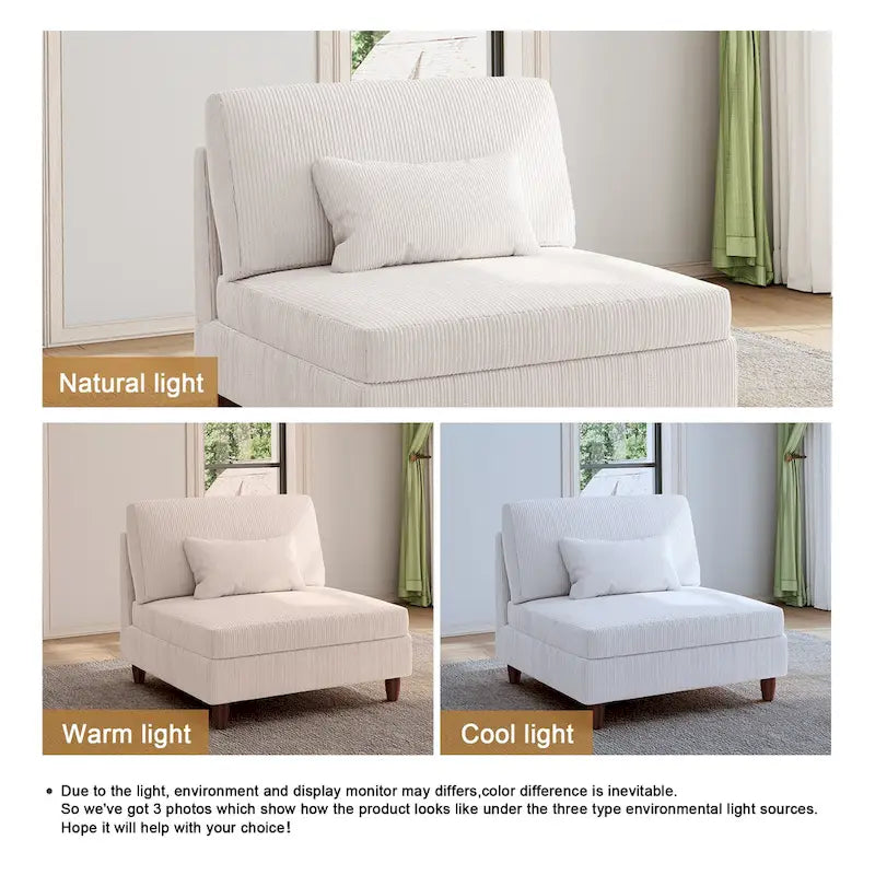 Chaise sans accoudoirs en velours côtelé
