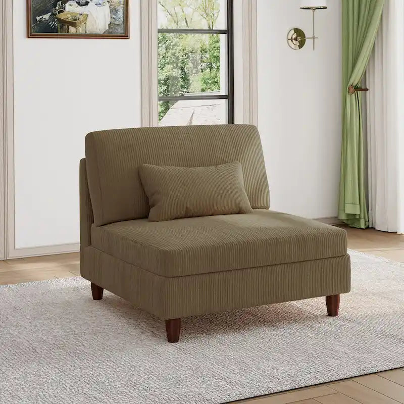 Chaise sans accoudoirs en velours côtelé