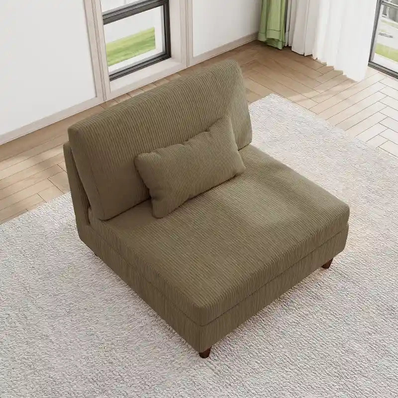 Chaise sans accoudoirs en velours côtelé