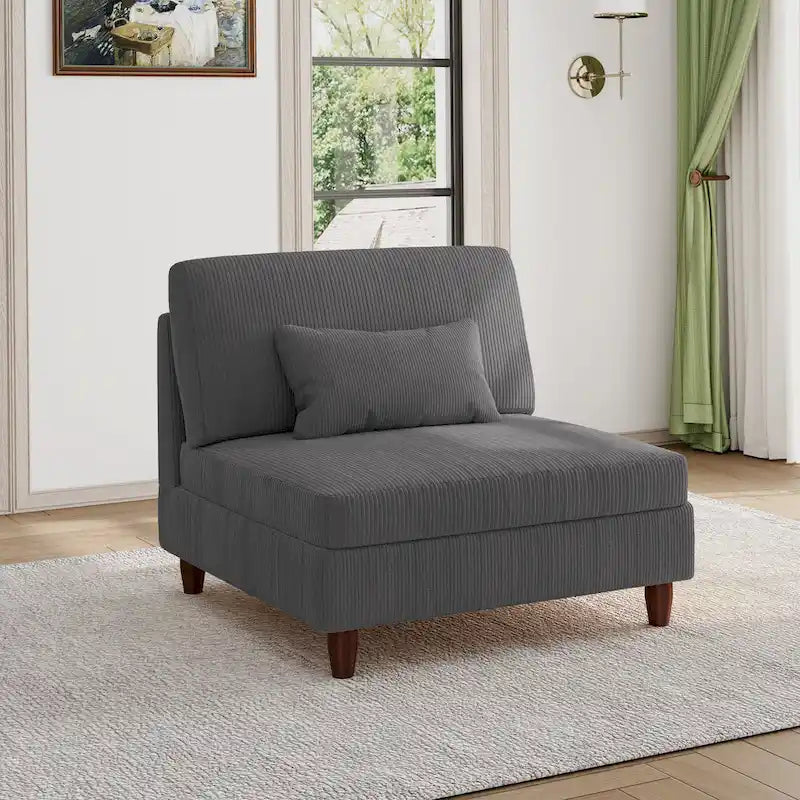 Chaise sans accoudoirs en velours côtelé