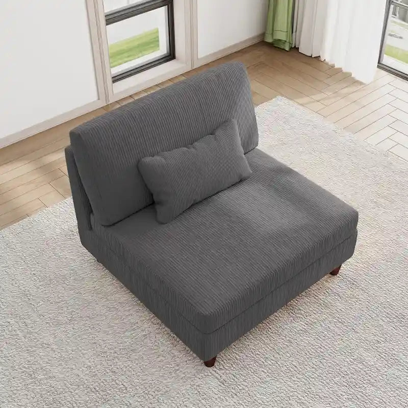 Chaise sans accoudoirs en velours côtelé